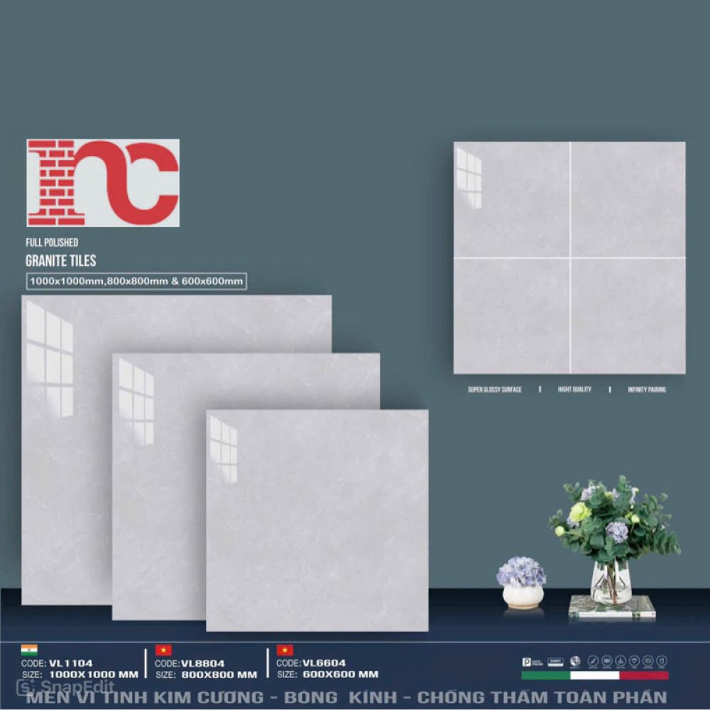 Combo gạch lát nền 1000x1000mm VL1104- 800x800mm VL 8804 - 600x600mm VL6604